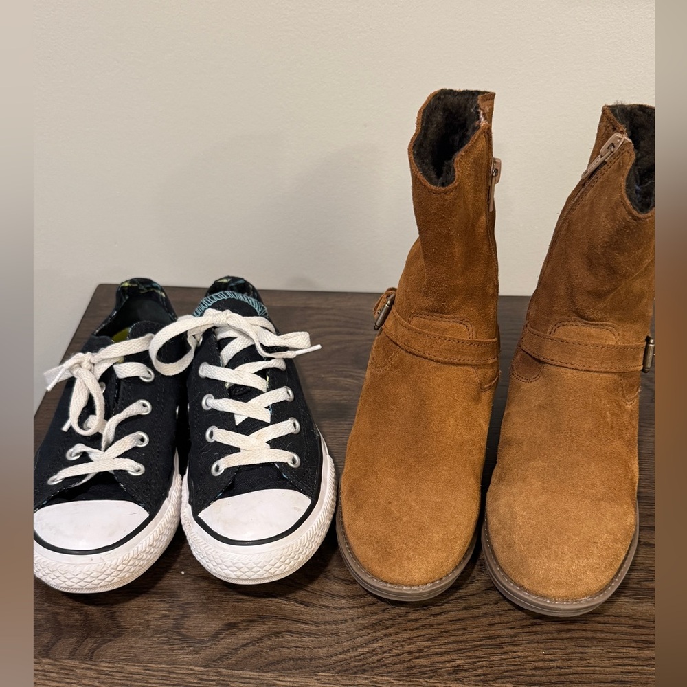 Enzo Tesoti Brown Suede Ankle Boots UK size 33 and Converse All Star Size 2